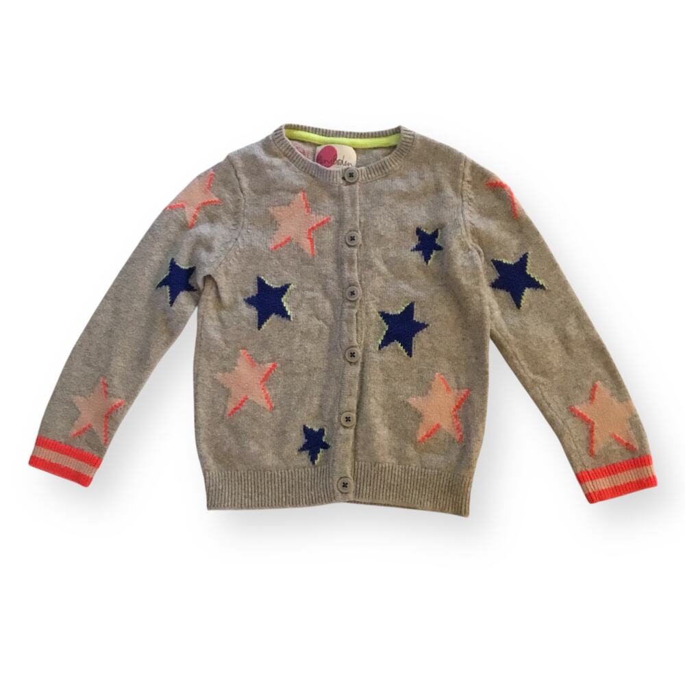 Kids Star Pattern Cardigan - Gray and Pink